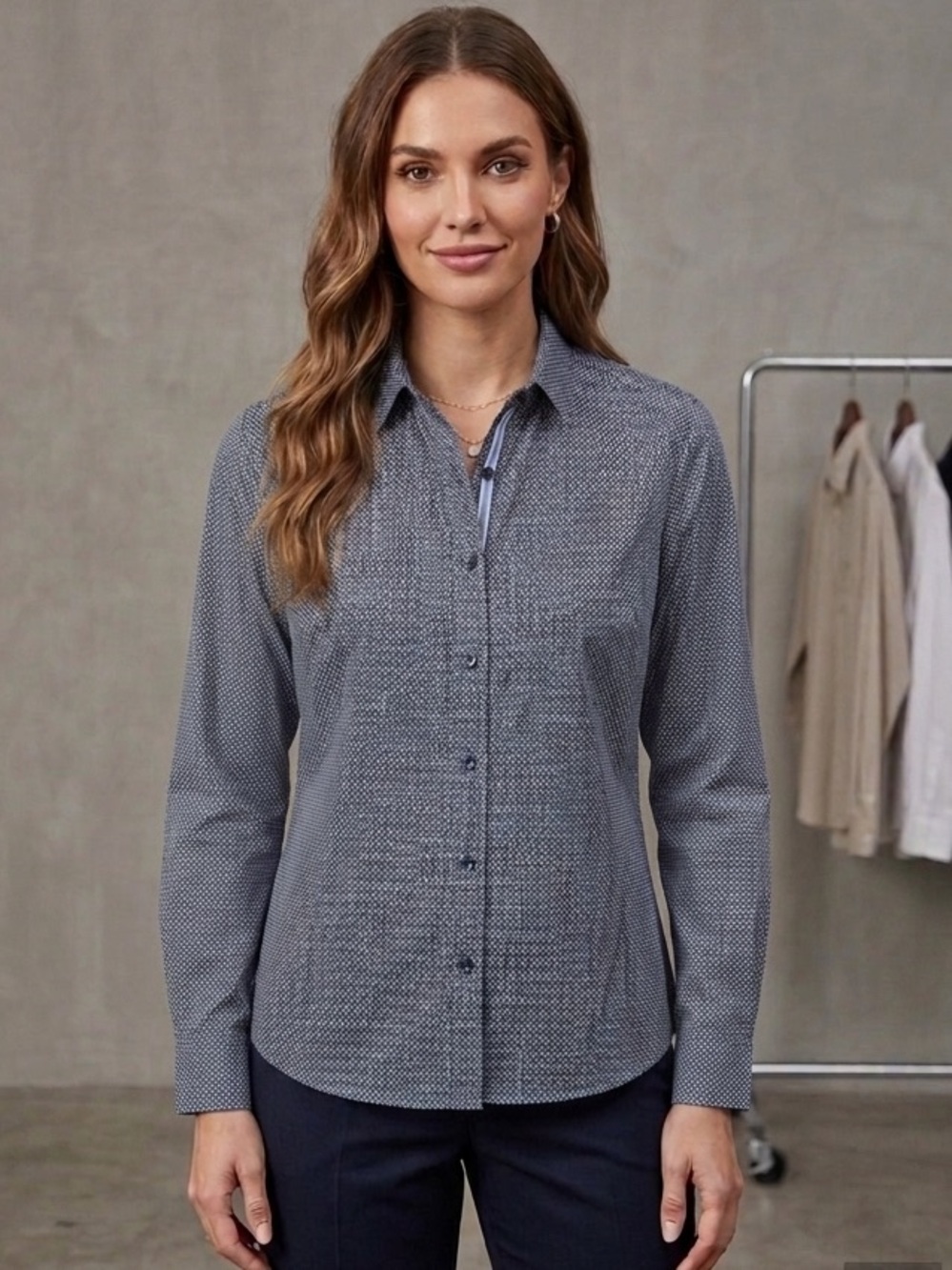 Design by Italy Long Sleeve Button Down Collar Shirt M